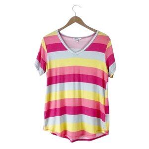 WildFox Colorful Striped Pajama Set Shorts and Tshirt Size M